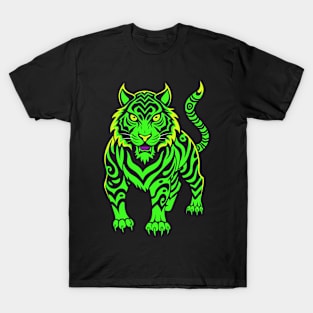 Tiger in neon green T-Shirt
